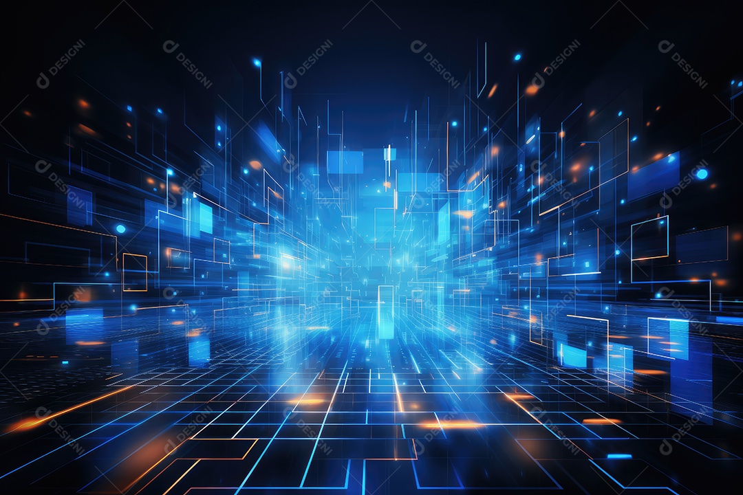 Fundo de tecnologia futurista geométrica digital moderna IA generativa