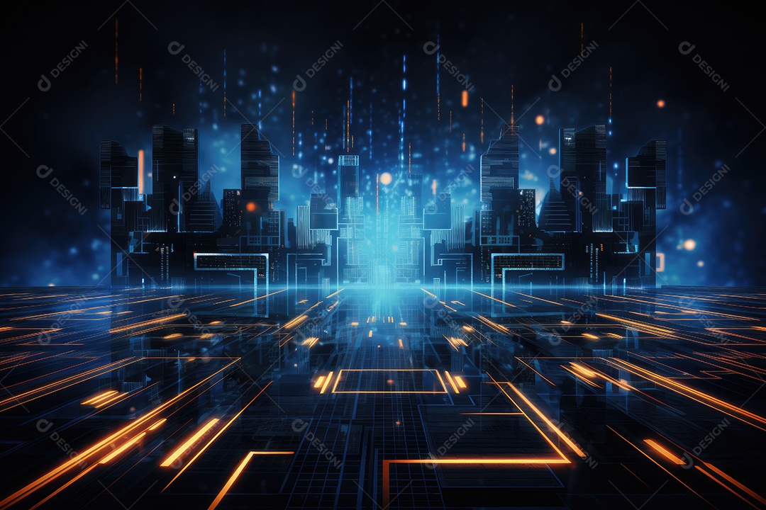 Fundo de tecnologia futurista geométrica digital moderna IA generativa