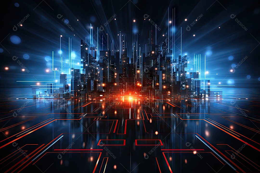 Fundo de tecnologia futurista geométrica digital moderna IA generativa