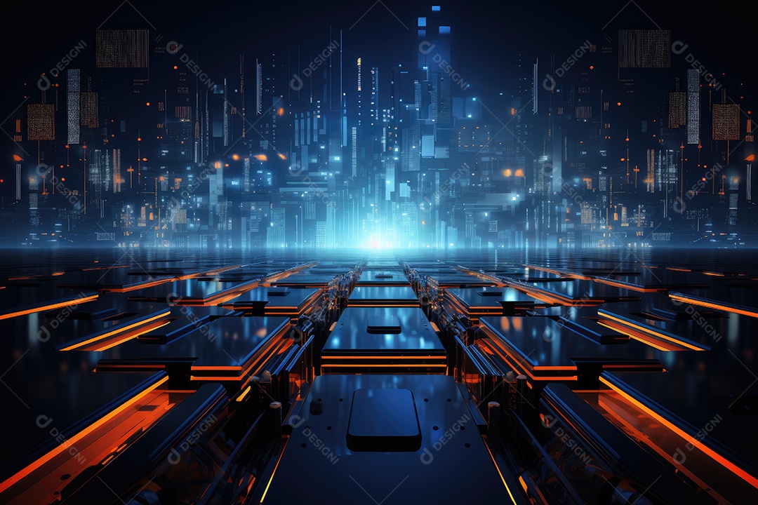 Fundo de tecnologia futurista geométrica digital moderna IA generativa