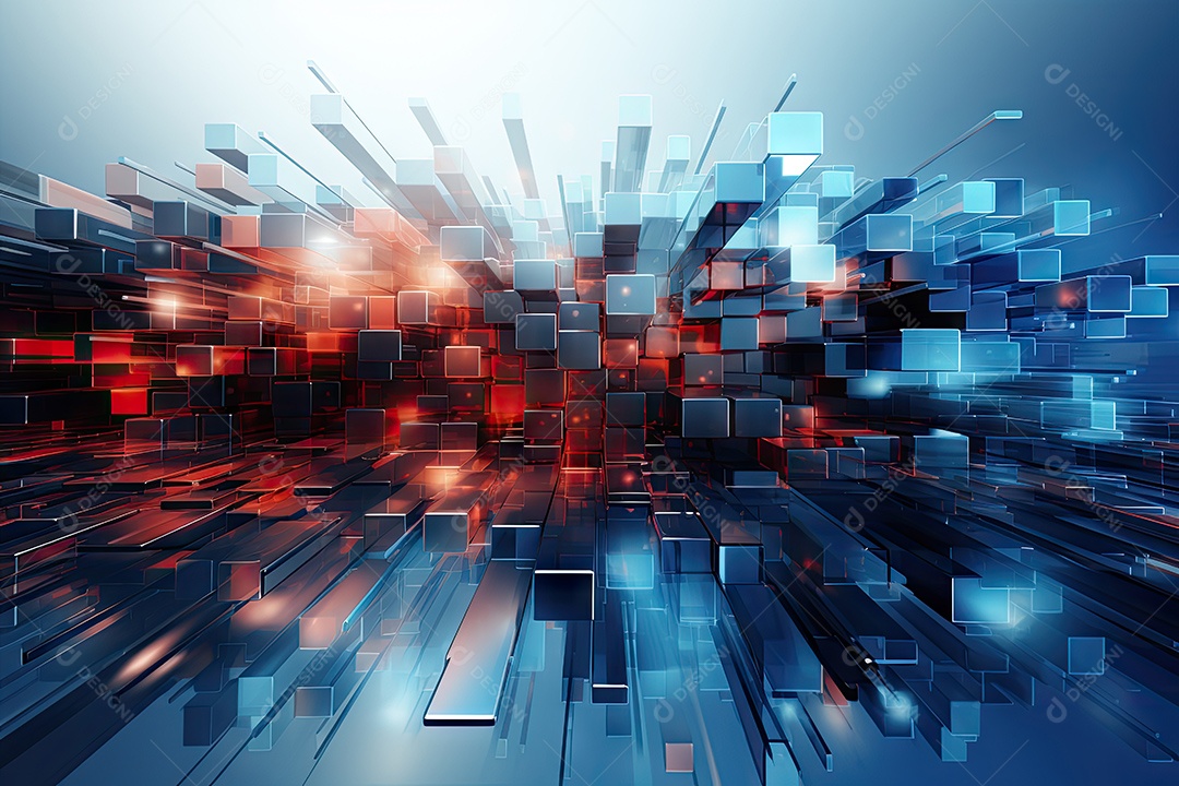 Fundo de tecnologia futurista geométrica digital moderna IA generativa