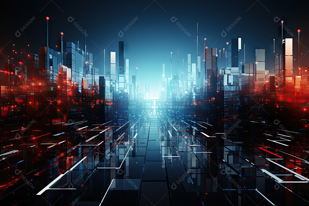 Fundo de tecnologia futurista geométrica digital moderna IA generativa