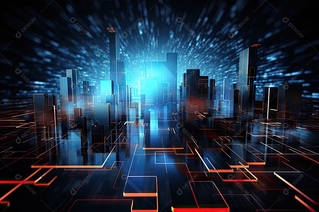 Fundo de tecnologia futurista geométrica digital moderna IA generativa