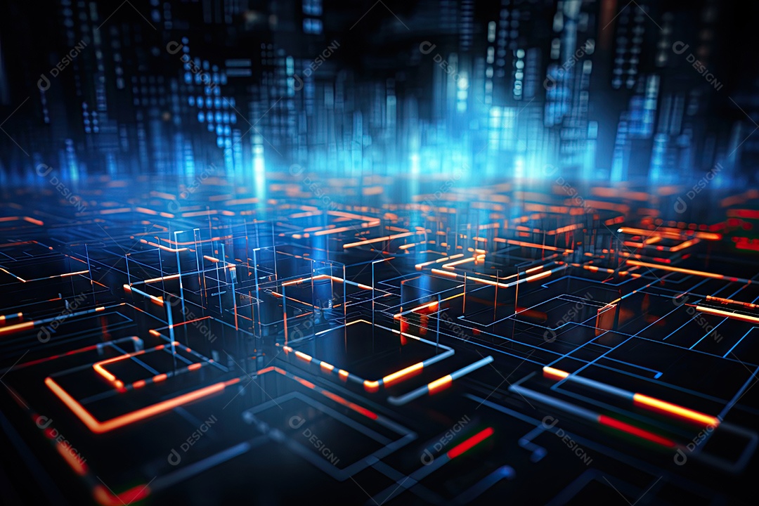 Fundo de tecnologia futurista geométrica digital moderna IA generativa