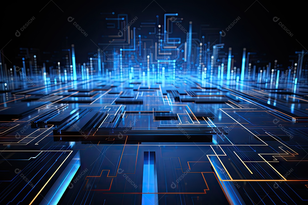 Fundo de tecnologia futurista geométrica digital moderna IA generativa