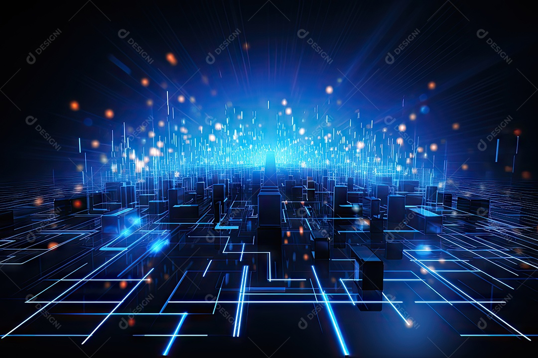 Fundo de tecnologia futurista geométrica digital moderna IA generativa