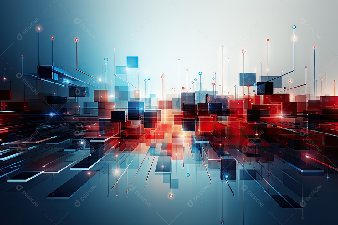 Fundo de tecnologia futurista geométrica digital moderna IA generativa