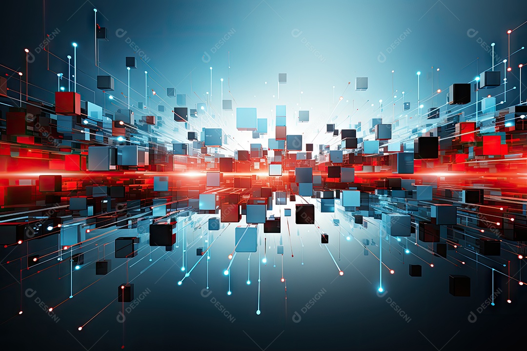 Fundo de tecnologia futurista geométrica digital moderna IA generativa