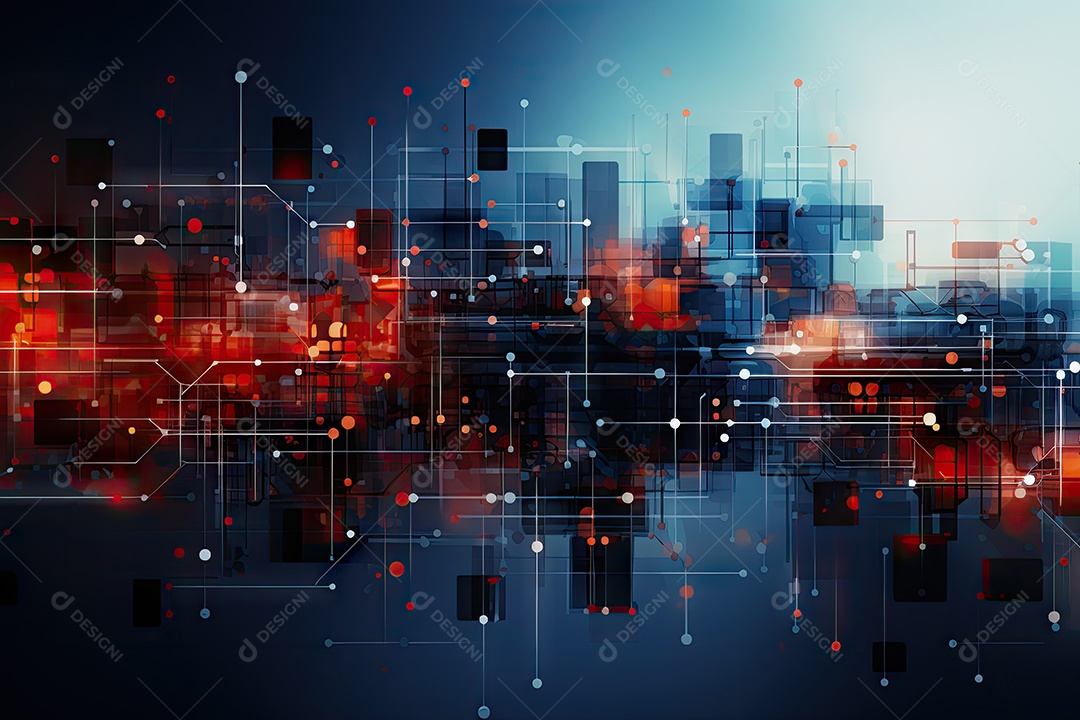 Fundo de tecnologia futurista geométrica digital moderna IA generativa