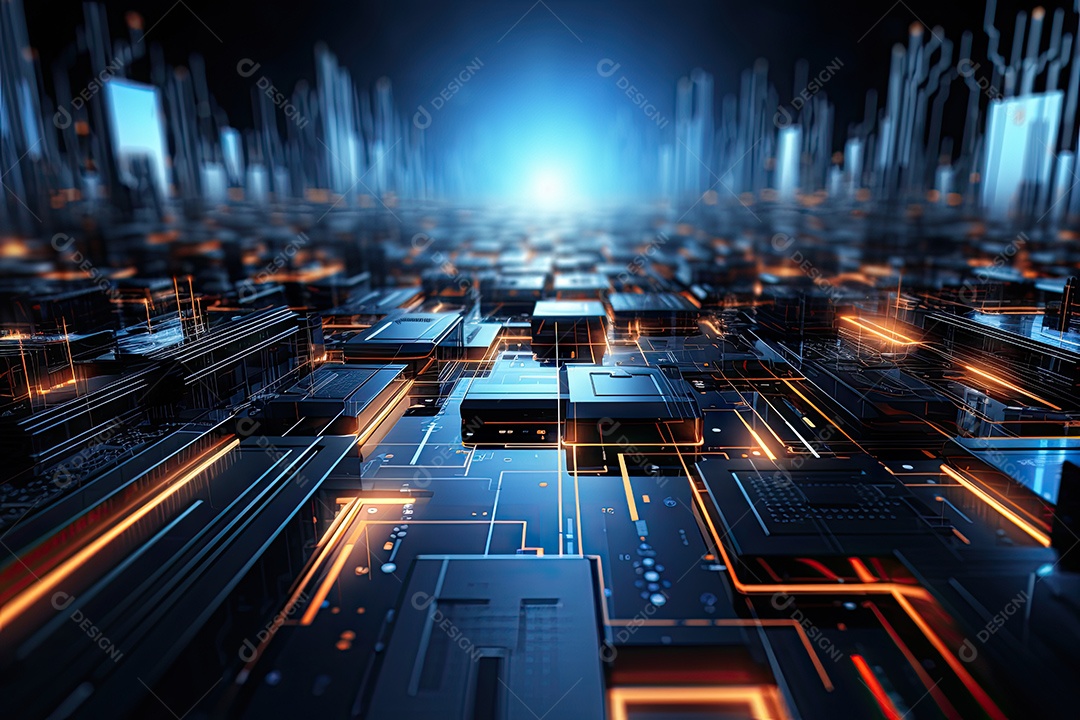 Fundo de tecnologia futurista geométrica digital moderna IA generativa