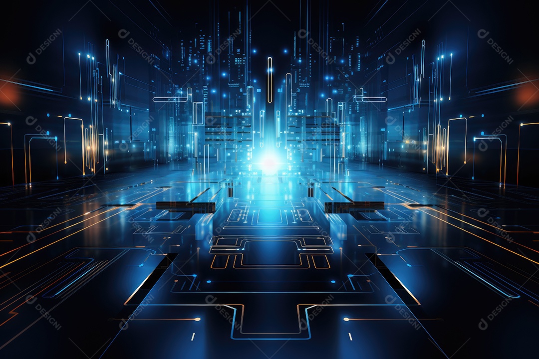 Fundo de tecnologia futurista geométrica digital moderna IA generativa