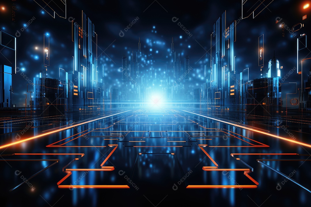 Fundo de tecnologia futurista geométrica digital moderna IA generativa