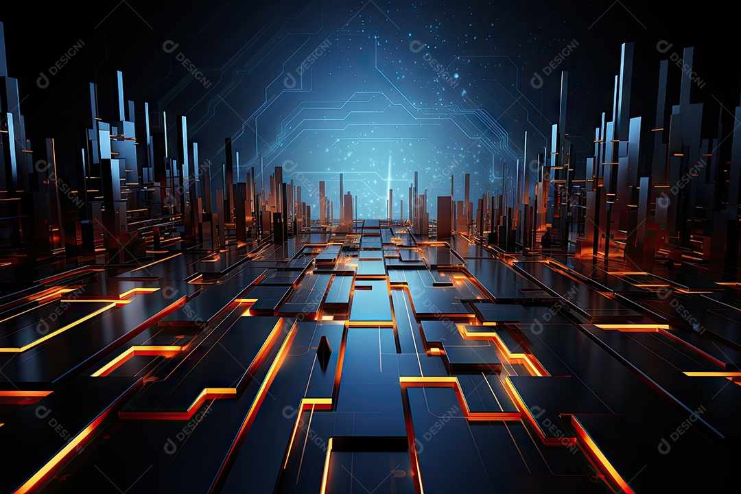 Fundo de tecnologia futurista geométrica digital moderna IA generativa