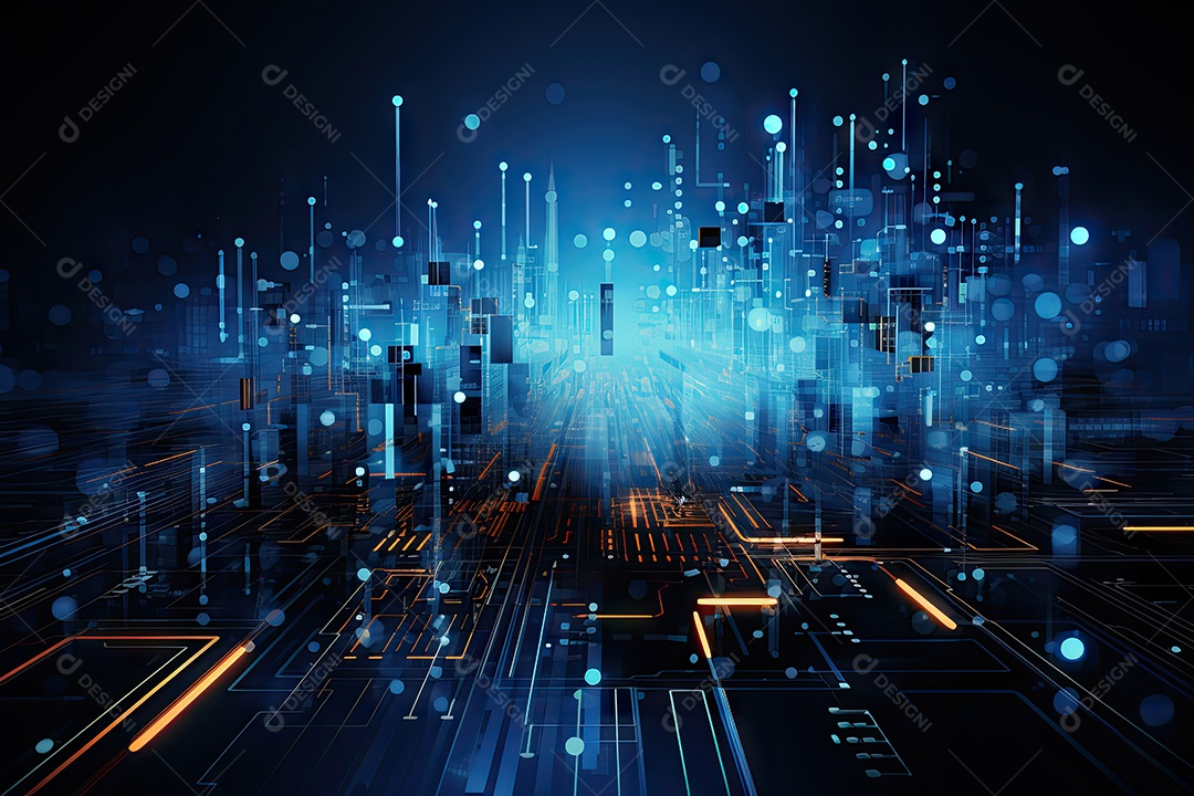 Fundo de tecnologia futurista geométrica digital moderna IA generativa