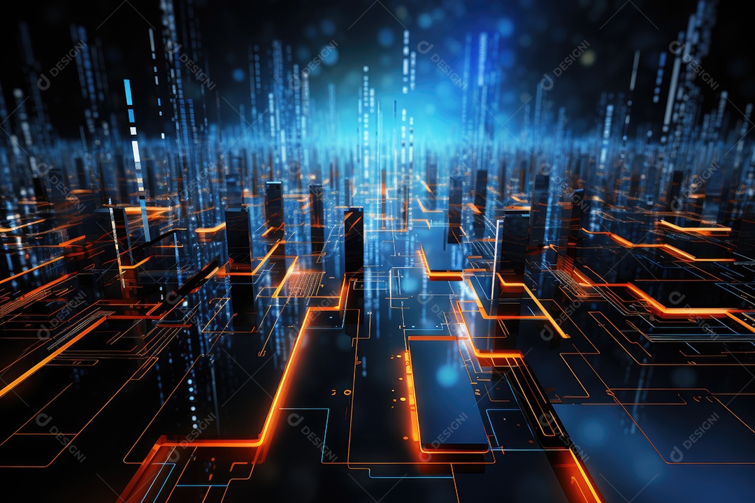 Fundo de tecnologia futurista geométrica digital moderna IA generativa