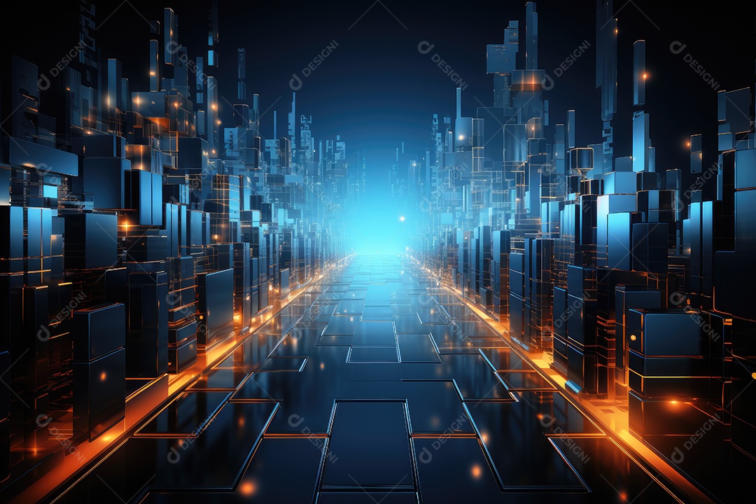 Fundo de tecnologia futurista geométrica digital moderna IA generativa