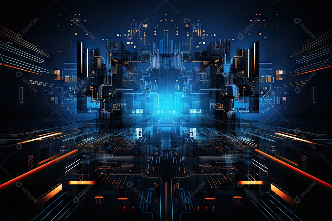 Fundo de tecnologia futurista geométrica digital moderna IA generativa