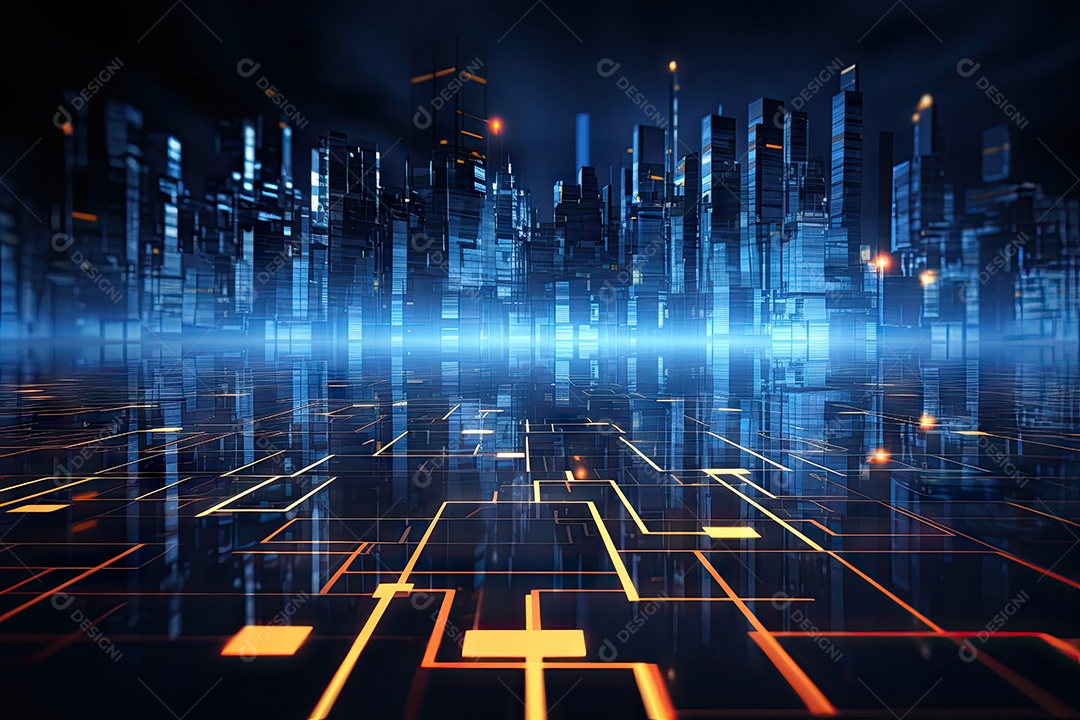 Fundo de tecnologia futurista geométrica digital moderna IA generativa