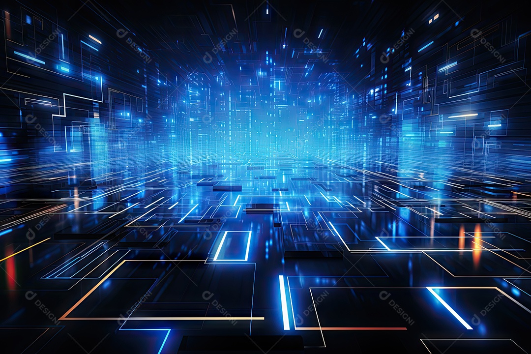 Fundo de tecnologia futurista geométrica digital moderna IA generativa