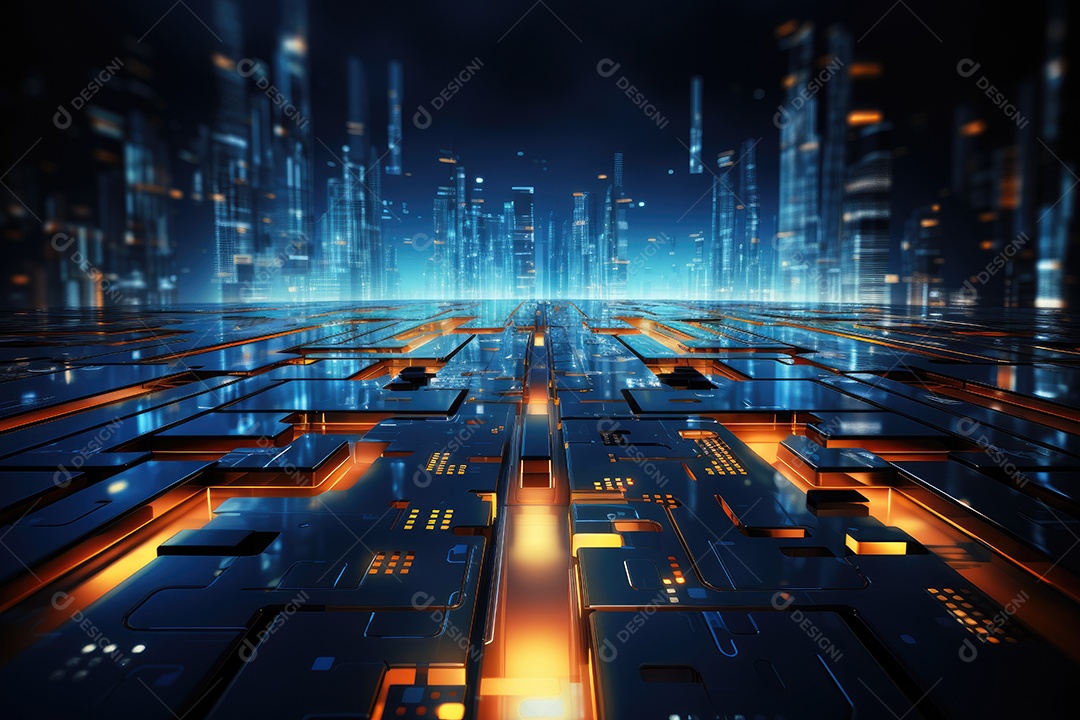 Fundo de tecnologia futurista geométrica digital moderna IA generativa