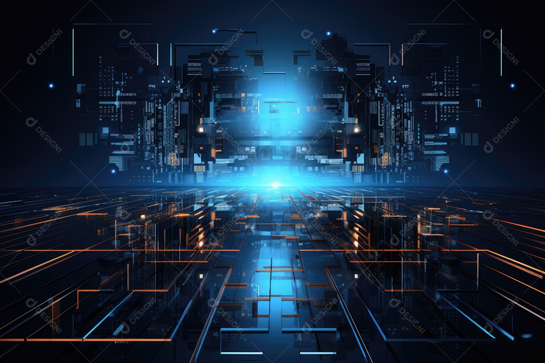 Fundo de tecnologia futurista geométrica digital moderna IA generativa