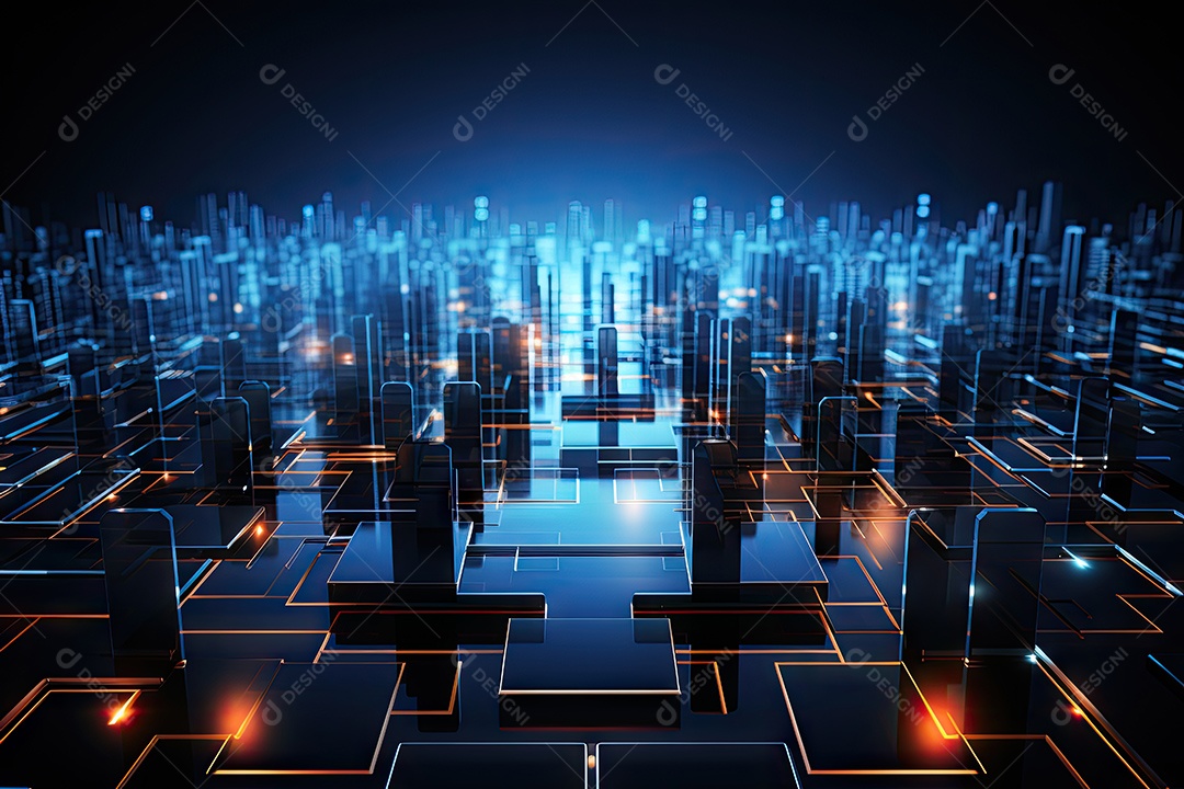 Fundo de tecnologia futurista geométrica digital moderna IA generativa