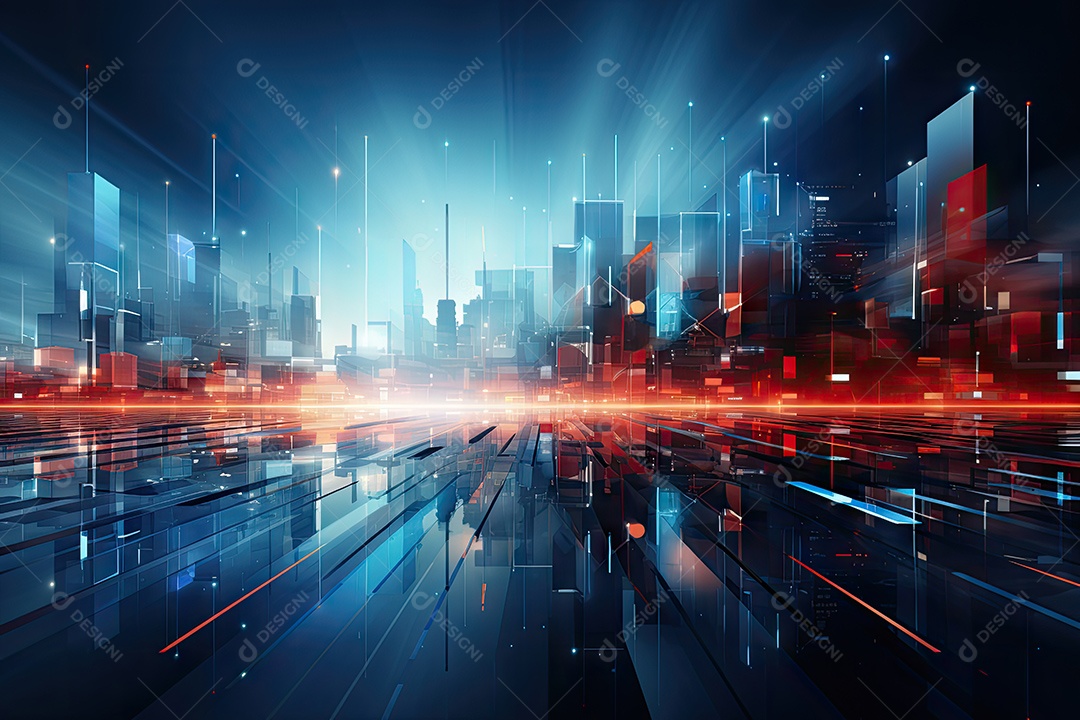 Fundo de tecnologia futurista geométrica digital moderna IA generativa