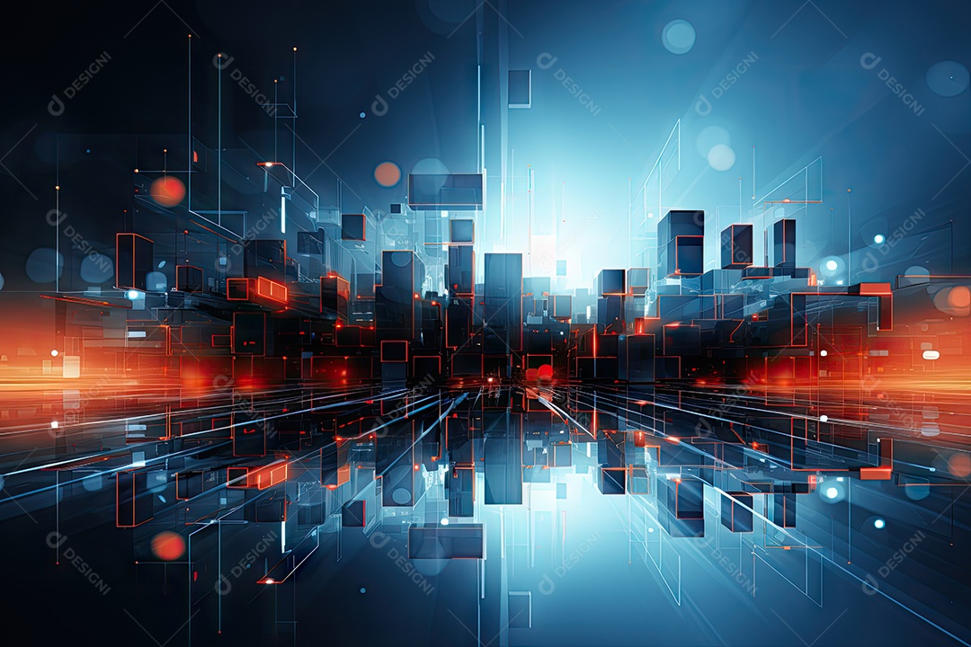 Fundo de tecnologia futurista geométrica digital moderna IA generativa