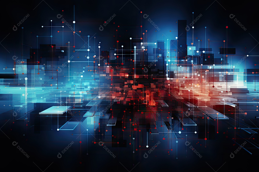 Fundo de tecnologia futurista geométrica digital moderna IA generativa