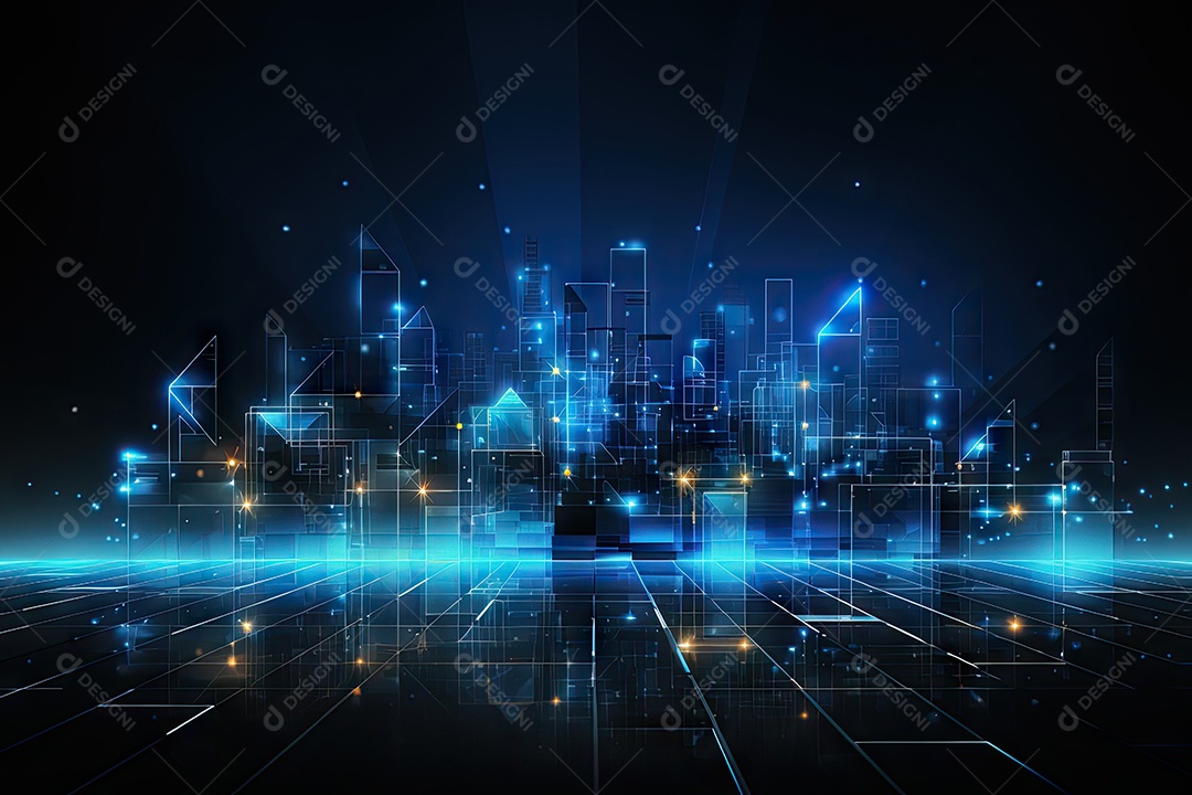 Fundo de tecnologia futurista geométrica digital moderna IA generativa