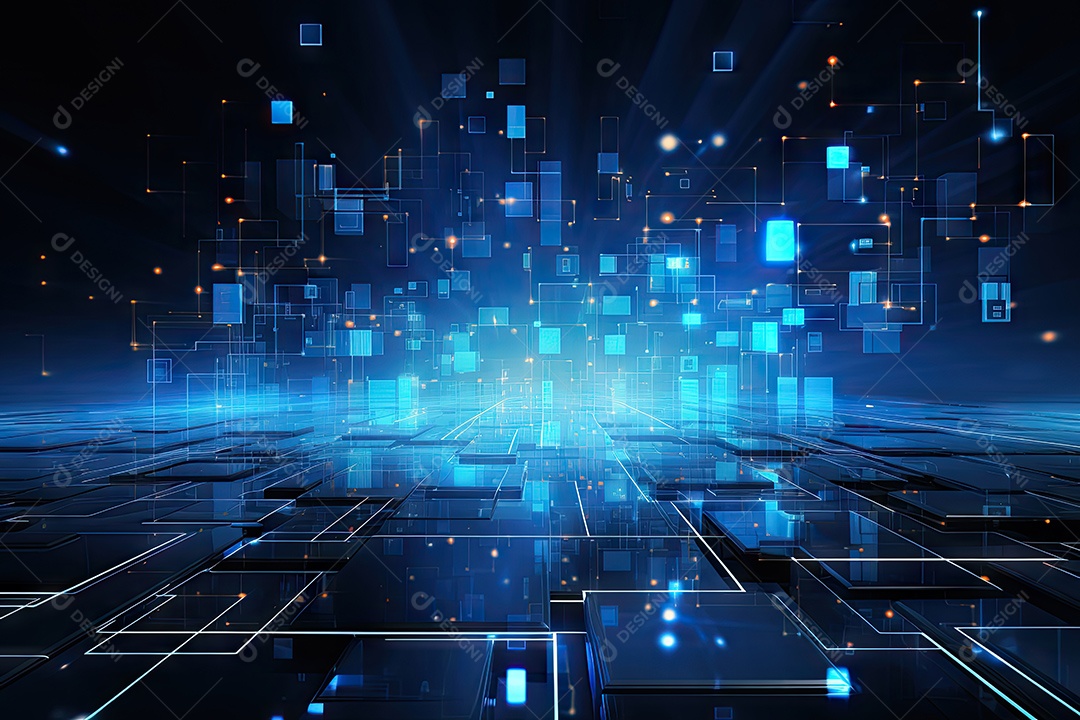 Fundo de tecnologia futurista geométrica digital moderna IA generativa