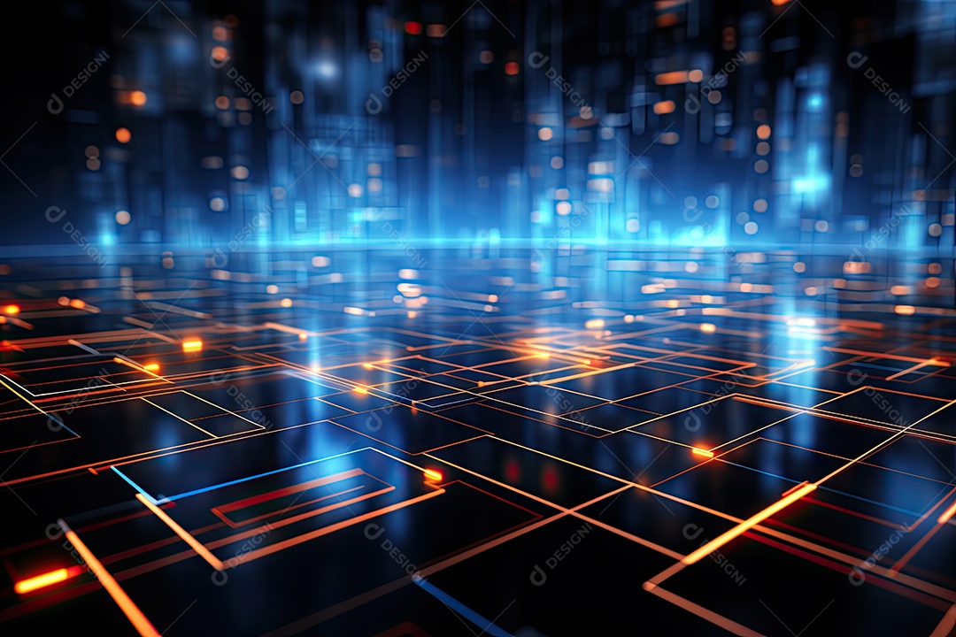 Fundo de tecnologia futurista geométrica digital moderna IA generativa