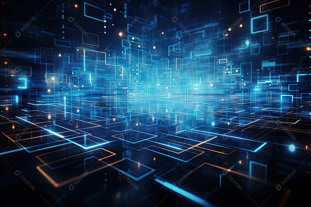 Fundo de tecnologia futurista geométrica digital moderna IA generativa