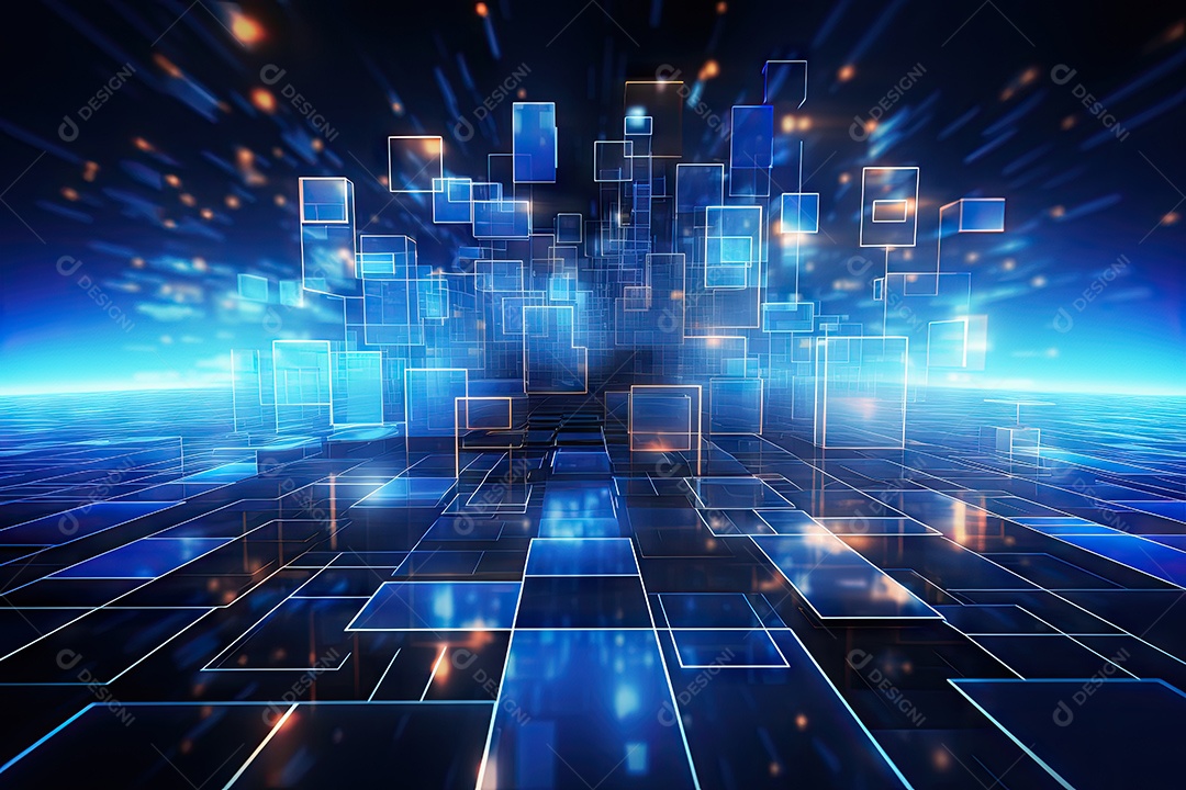 Fundo de tecnologia futurista geométrica digital moderna IA generativa