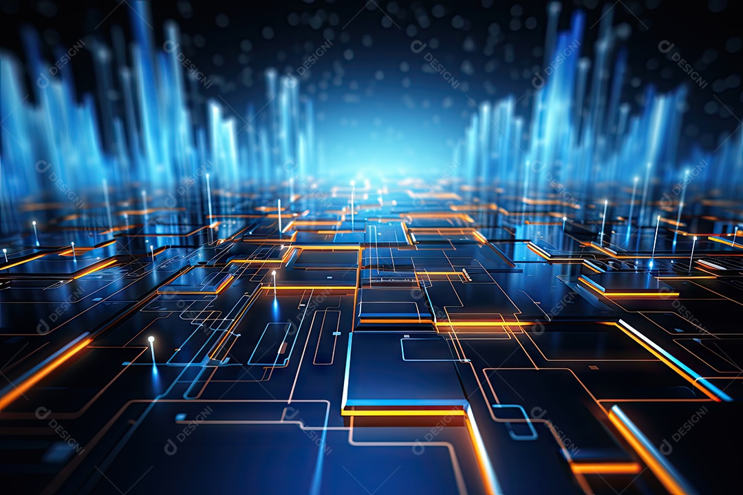 Fundo de tecnologia futurista geométrica digital moderna IA generativa