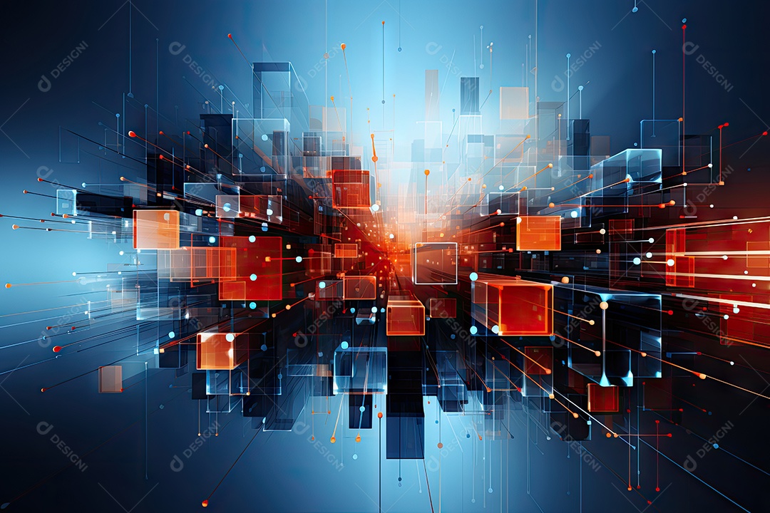 Fundo de tecnologia futurista geométrica digital moderna IA generativa