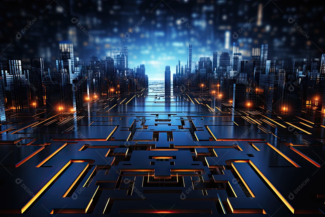 Fundo de tecnologia futurista geométrica digital moderna IA generativa