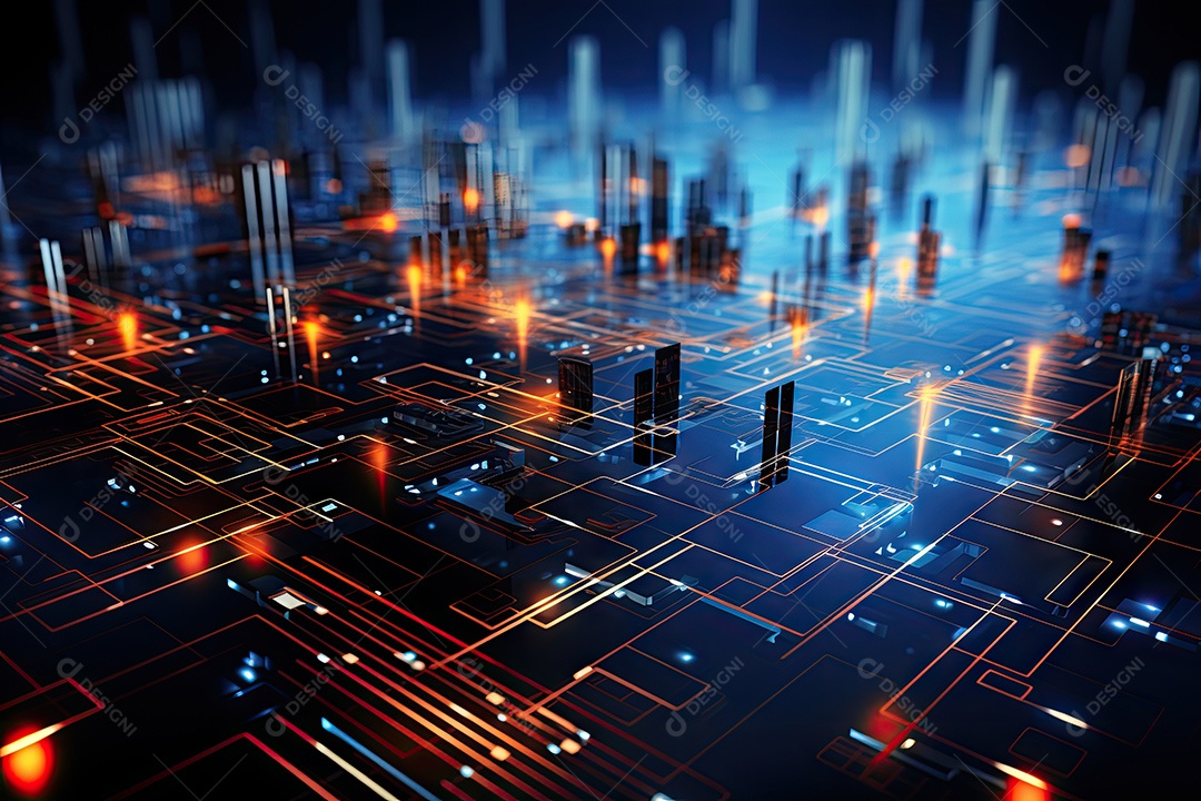Fundo de tecnologia futurista geométrica digital moderna IA generativa