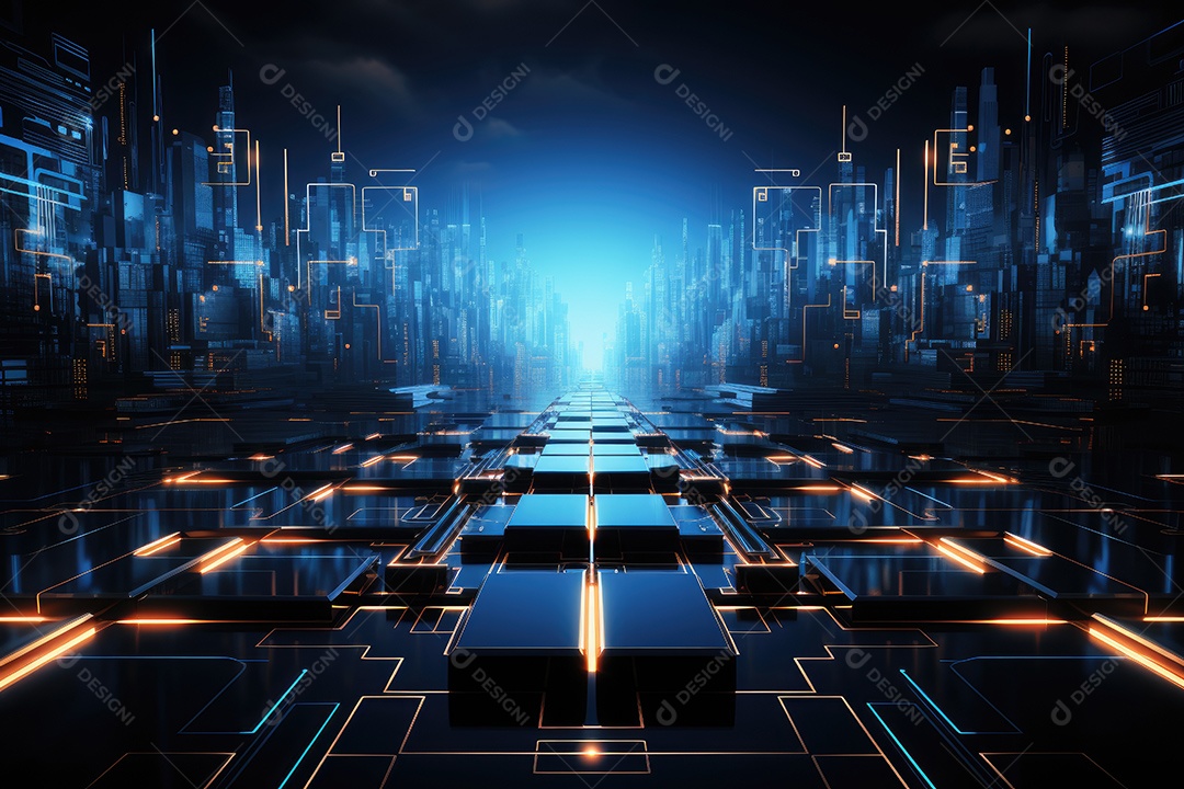 Fundo de tecnologia futurista geométrica digital moderna IA generativa