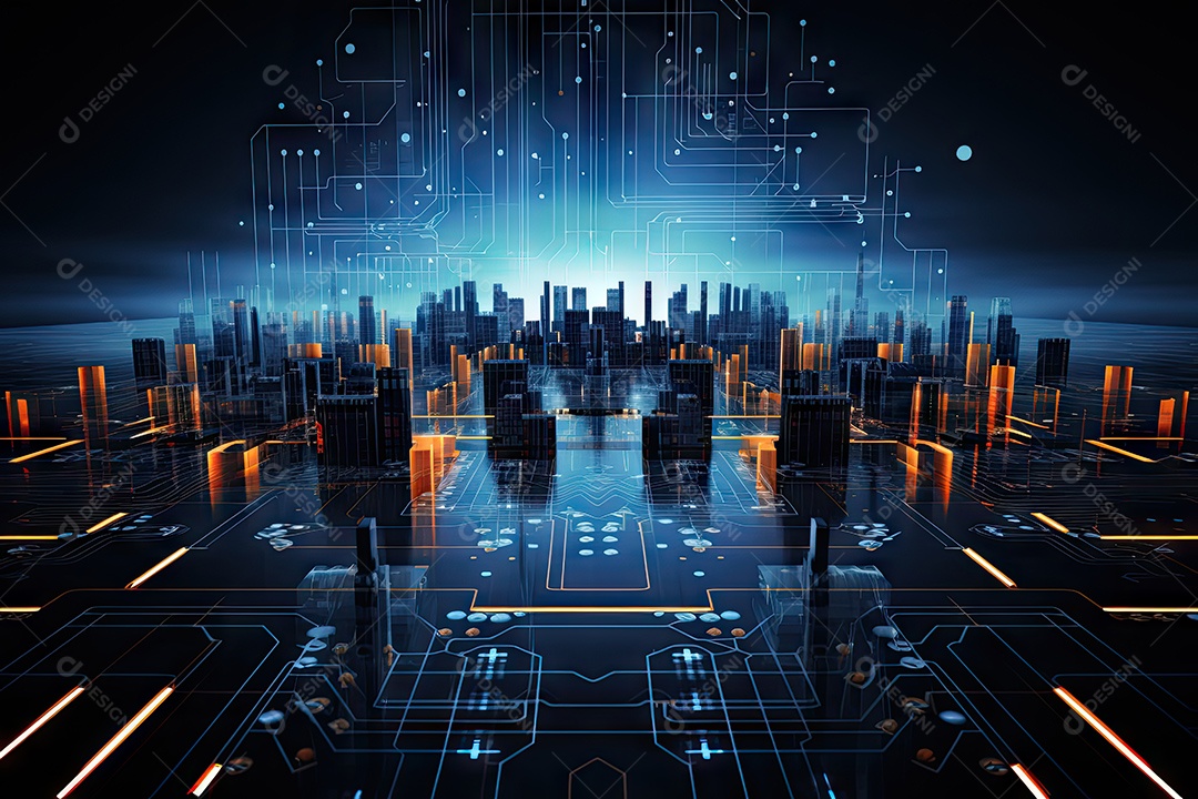 Fundo de tecnologia futurista geométrica digital moderna IA generativa