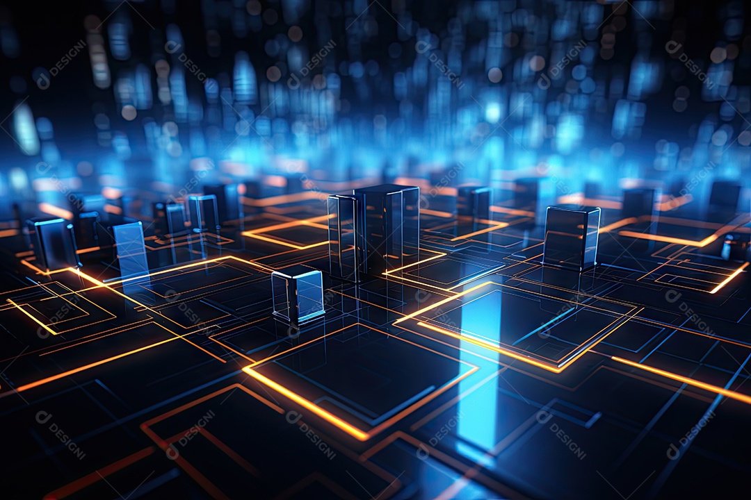 Fundo de tecnologia futurista geométrica digital moderna IA generativa