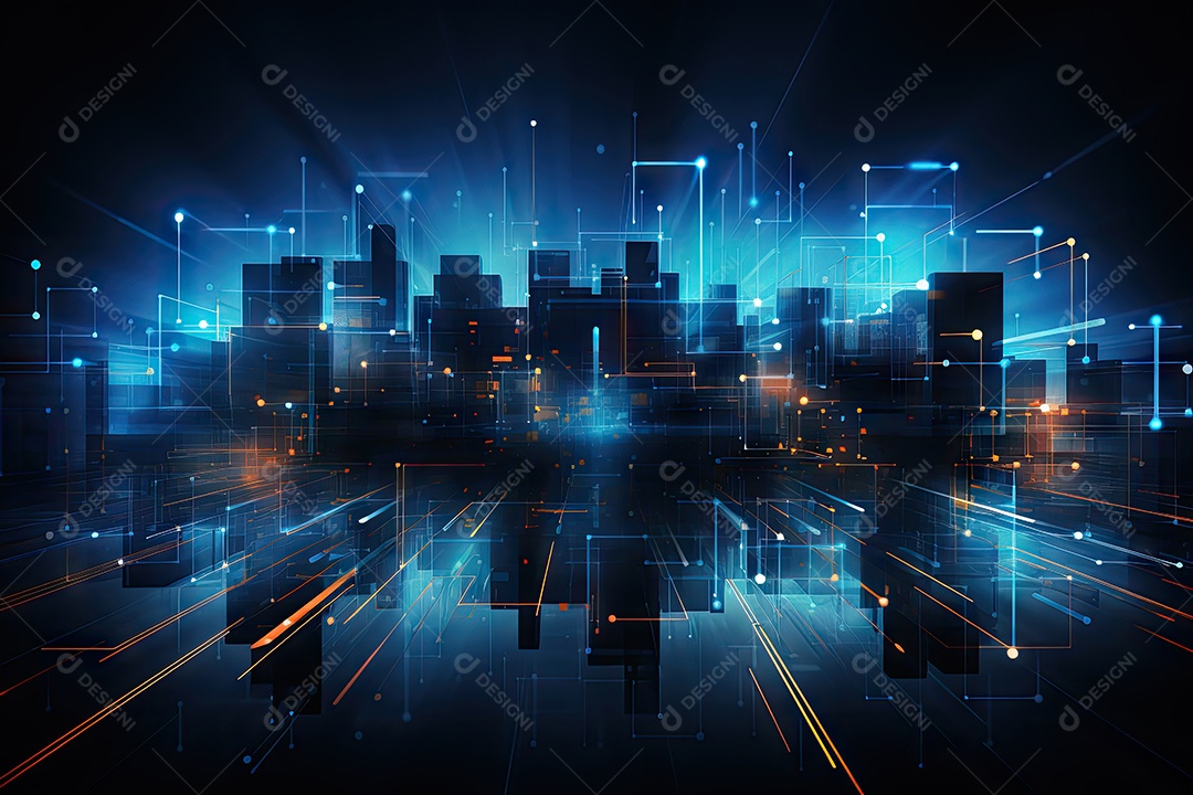 Fundo de tecnologia futurista geométrica digital moderna IA generativa