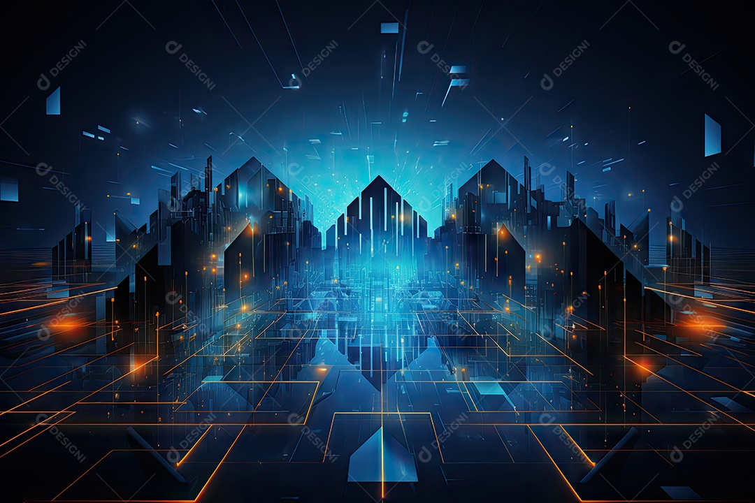 Fundo de tecnologia futurista geométrica digital moderna IA generativa