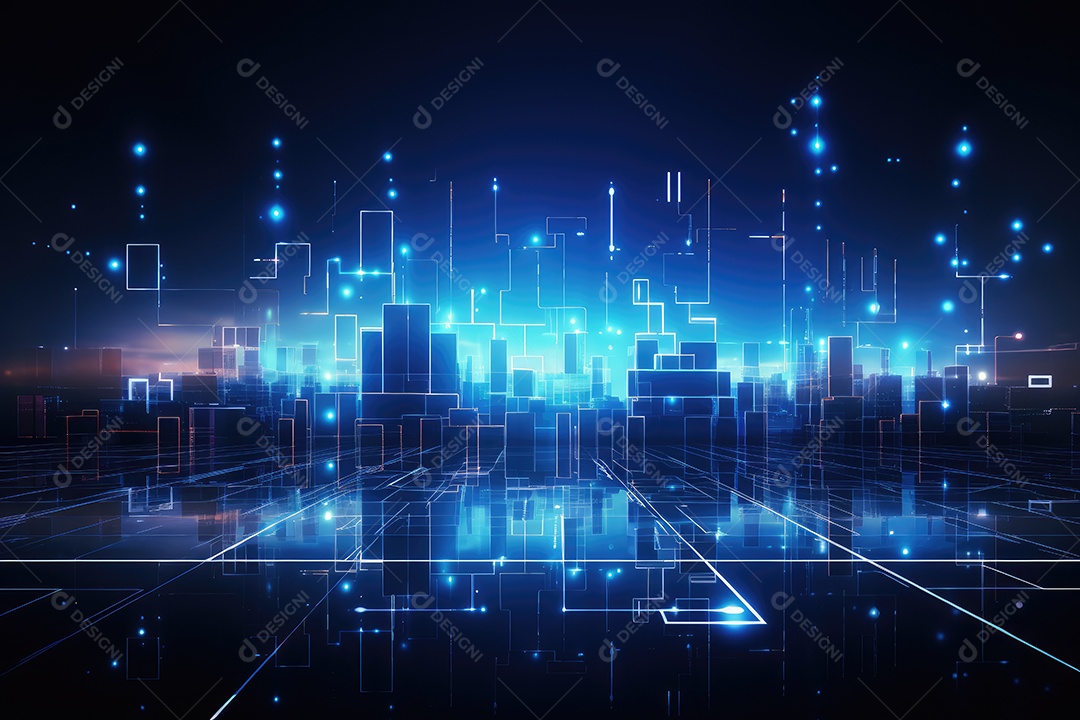 Fundo de tecnologia futurista geométrica digital moderna IA generativa