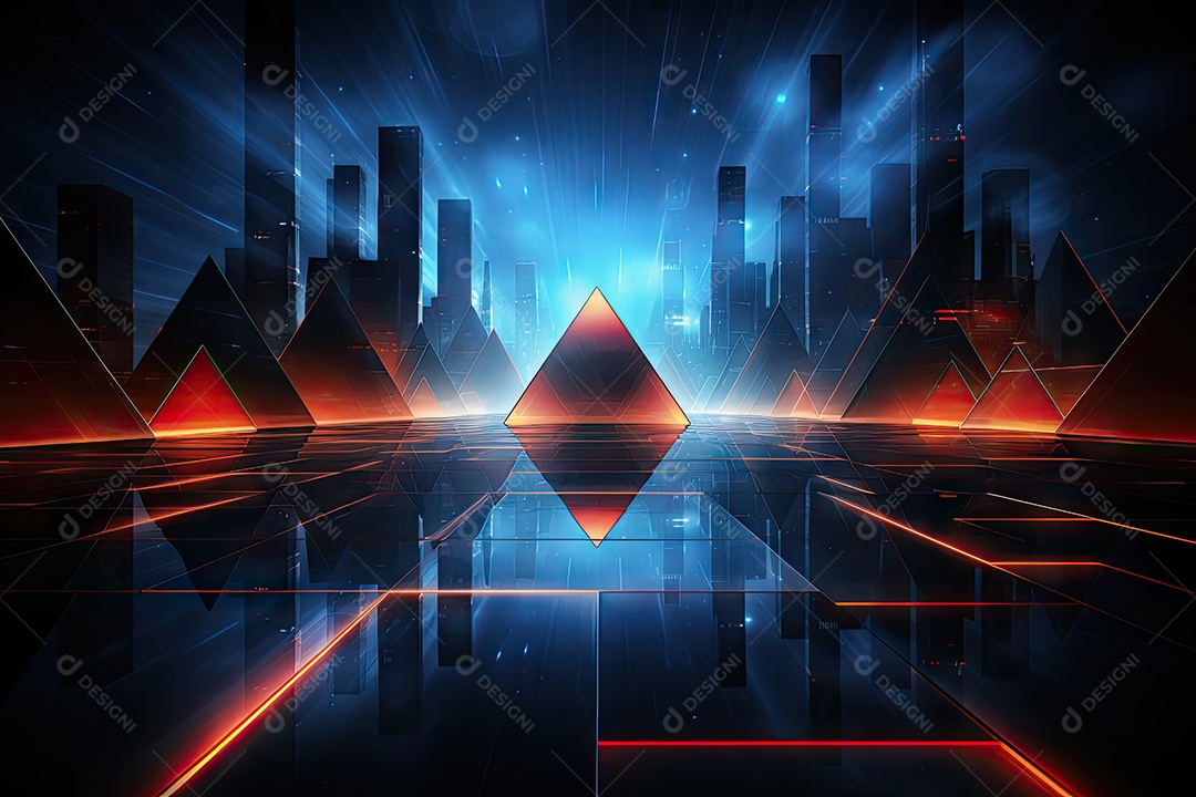 Fundo de tecnologia futurista geométrica digital moderna IA generativa