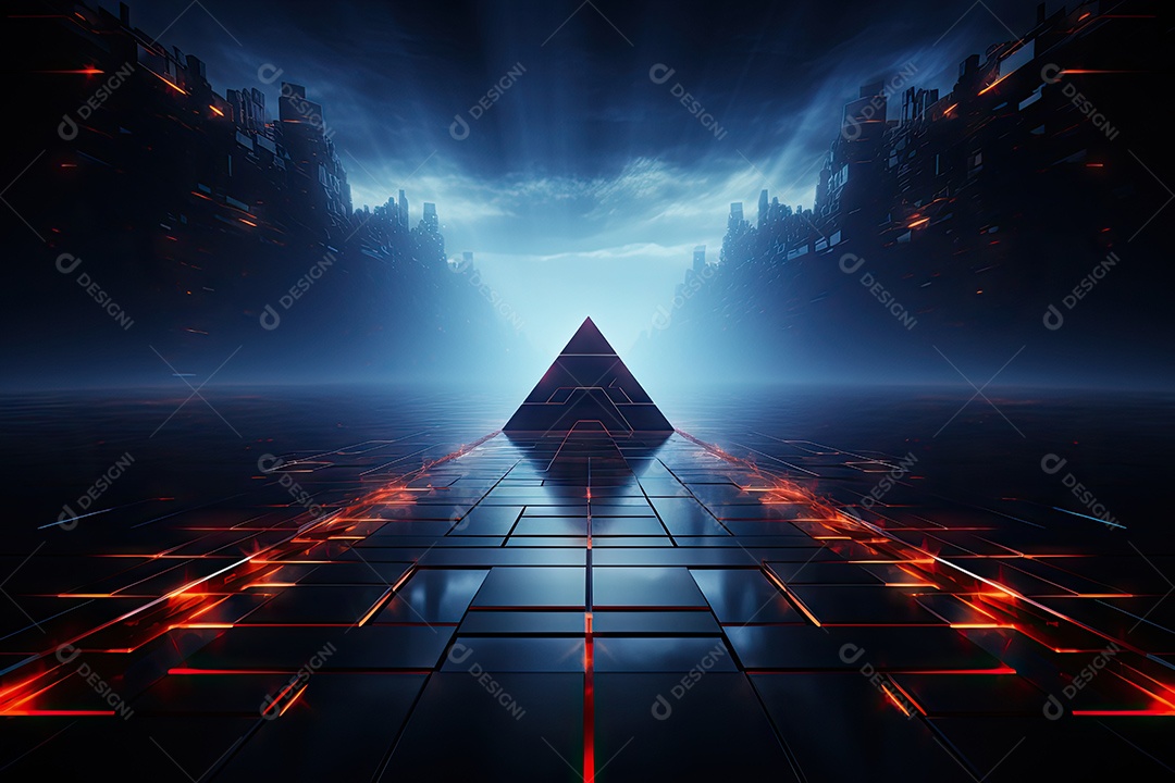 Fundo de tecnologia futurista geométrica digital moderna IA generativa