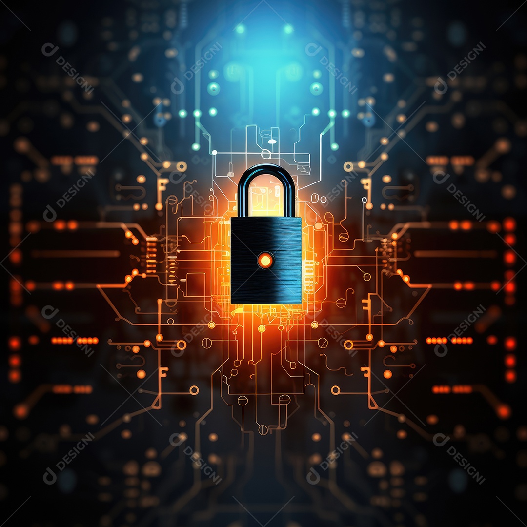 Conceito de segurança cibernética e dados bloqueio dígitos binários fundo gerado por IA