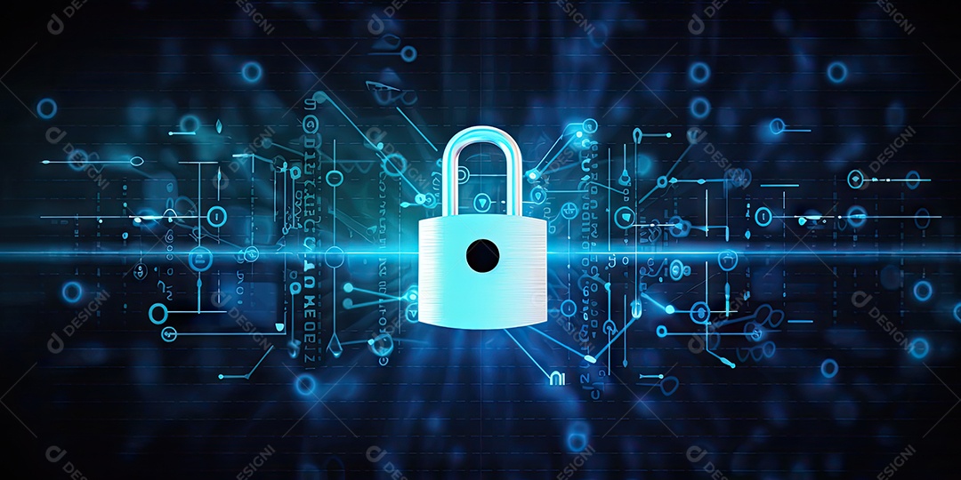 Conceito de segurança cibernética e dados bloqueio dígitos binários fundo gerado por IA