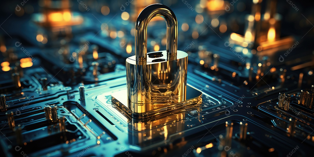 Conceito de segurança cibernética e dados bloqueio dígitos binários fundo gerado por IA