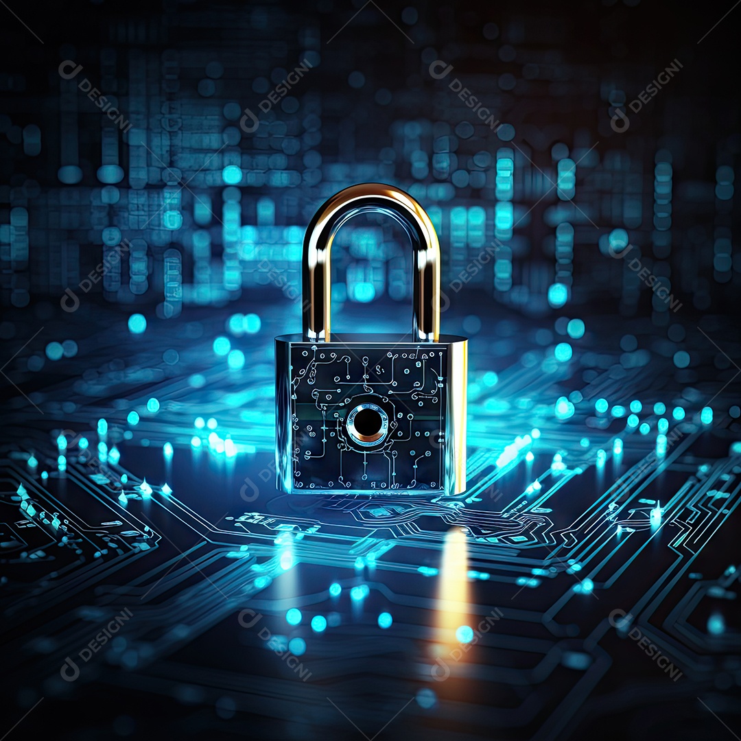 Conceito de segurança cibernética e dados bloqueio dígitos binários fundo gerado por IA